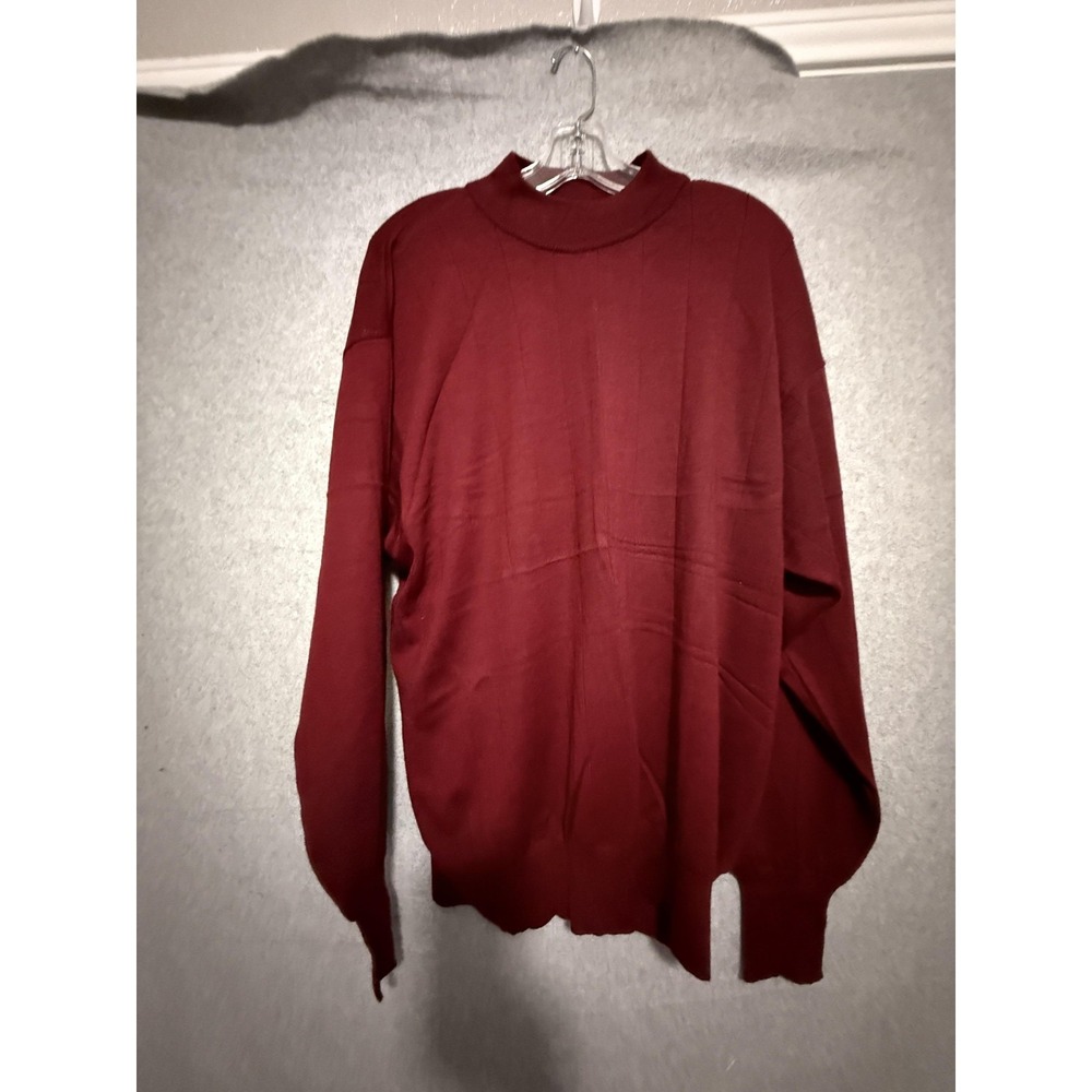 Jos. A. Bank Sweater Mens XL Red Merino Wool Mock Neck Pullover Italy‎ HOLES